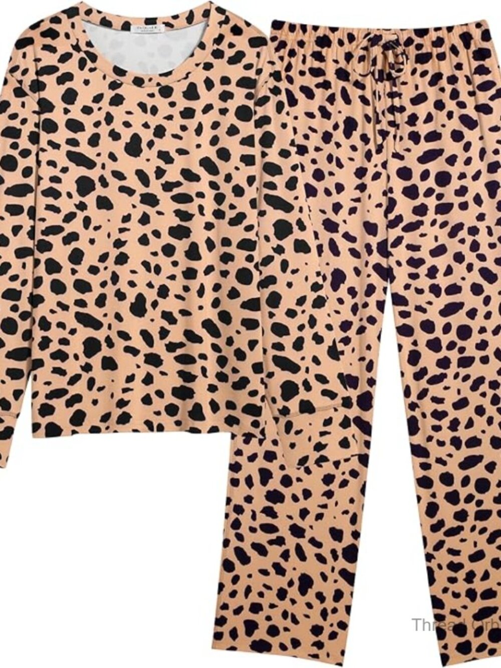 Soft Long Sleeve Pajama Set with Pockets, Medium, Loose Fit
